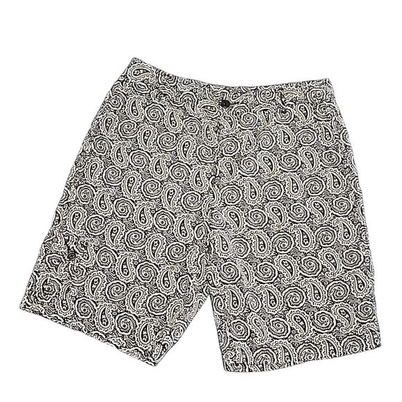 Liz Claiborne Black and White Paisley Bermuda Cut Shorts Size 12 - Picture 1 of 8